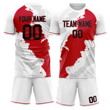 Custom White Red GeometricalPattern Soccer Set