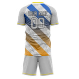 Custom Gray Blue GeometricalPattern Soccer Set
