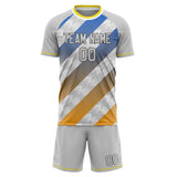 Custom Gray Blue GeometricalPattern Soccer Set