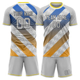 Custom Gray Blue GeometricalPattern Soccer Set