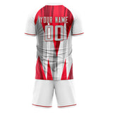 Custom Red White GeometricalPattern Soccer Set