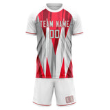 Custom Red White GeometricalPattern Soccer Set