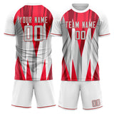 Custom Red White GeometricalPattern Soccer Set