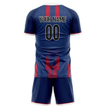 Custom Navy Red GeometricalPattern Soccer Set