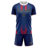 Custom Navy Red GeometricalPattern Soccer Set