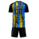 Custom Blue Yellow GeometricalPattern Soccer Set