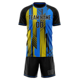 Custom Blue Yellow GeometricalPattern Soccer Set