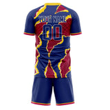 Custom Red Navy GeometricalPattern Soccer Set