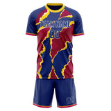 Custom Red Navy GeometricalPattern Soccer Set