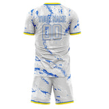 Custom Gray Blue GeometricalPattern Soccer Set