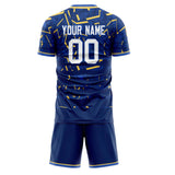 Custom Navy Gold GeometricalPattern Soccer Set