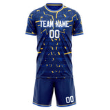 Custom Navy Gold GeometricalPattern Soccer Set