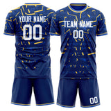 Custom Navy Gold GeometricalPattern Soccer Set