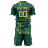 Custom Green Yellow GeometricalPattern Soccer Set