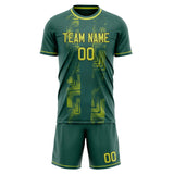 Custom Green Yellow GeometricalPattern Soccer Set