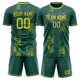 Custom Green Yellow GeometricalPattern Soccer Set