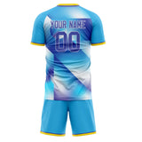 Custom Light Blue Purple GeometricalPattern Soccer Set