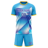 Custom Light Blue Purple GeometricalPattern Soccer Set