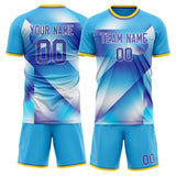 Custom Light Blue Purple GeometricalPattern Soccer Set