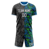 Custom Black Green GeometricalPattern Soccer Set