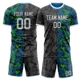 Custom Black Green GeometricalPattern Soccer Set