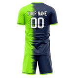 Custom Navy Neon Green GeometricalPattern Soccer Set