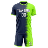 Custom Navy Neon Green GeometricalPattern Soccer Set