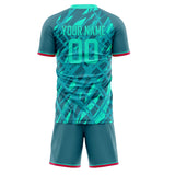 Custom Teal Red GeometricalPattern Soccer Set
