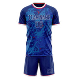 Custom Royal White GeometricalPattern Soccer Set
