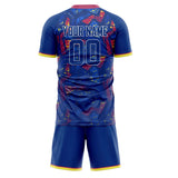 Custom Royal Red GeometricalPattern Soccer Set