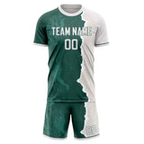 Custom Green Gray GeometricalPattern Soccer Set