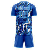 Custom Blue White GeometricalPattern Soccer Set
