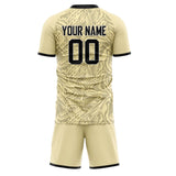 Custom Cream Black GeometricalPattern Soccer Set