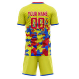 Custom Yellow Pink GeometricalPattern Soccer Set