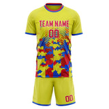 Custom Yellow Pink GeometricalPattern Soccer Set