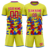 Custom Yellow Pink GeometricalPattern Soccer Set
