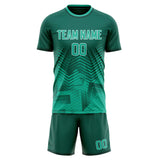 Custom Teal Light Teal GeometricalPattern Soccer Set