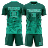 Custom Teal Light Teal GeometricalPattern Soccer Set