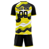 Custom Yellow Black GeometricalPattern Soccer Set