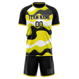 Custom Yellow Black GeometricalPattern Soccer Set