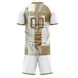 Custom White Brown GeometricalPattern Soccer Set