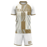 Custom White Brown GeometricalPattern Soccer Set
