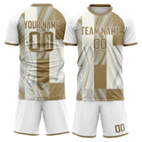 Custom White Brown GeometricalPattern Soccer Set