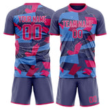 Custom Pink Blue GeometricalPattern Soccer Set