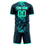 Custom Navy Teal GeometricalPattern Soccer Set