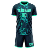 Custom Navy Teal GeometricalPattern Soccer Set