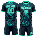 Custom Navy Teal GeometricalPattern Soccer Set