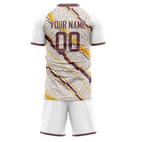 Custom White Gold GeometricalPattern Soccer Set