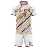 Custom White Gold GeometricalPattern Soccer Set