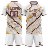 Custom White Gold GeometricalPattern Soccer Set